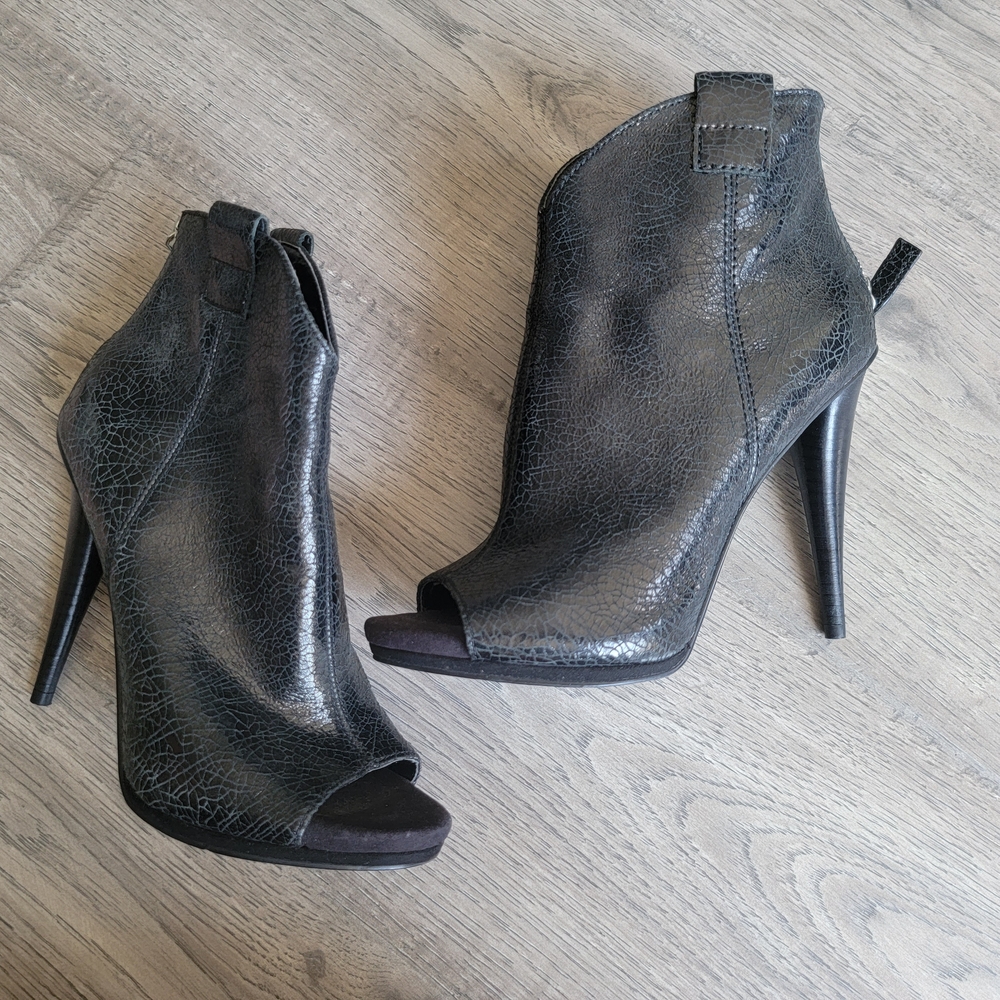 Peep-Toe Heeled Boots